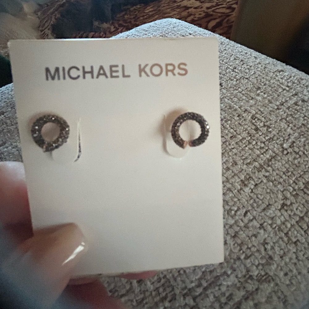 Michael Kors Sparkling Silver Hoop Earrings - Picture 3 of 4